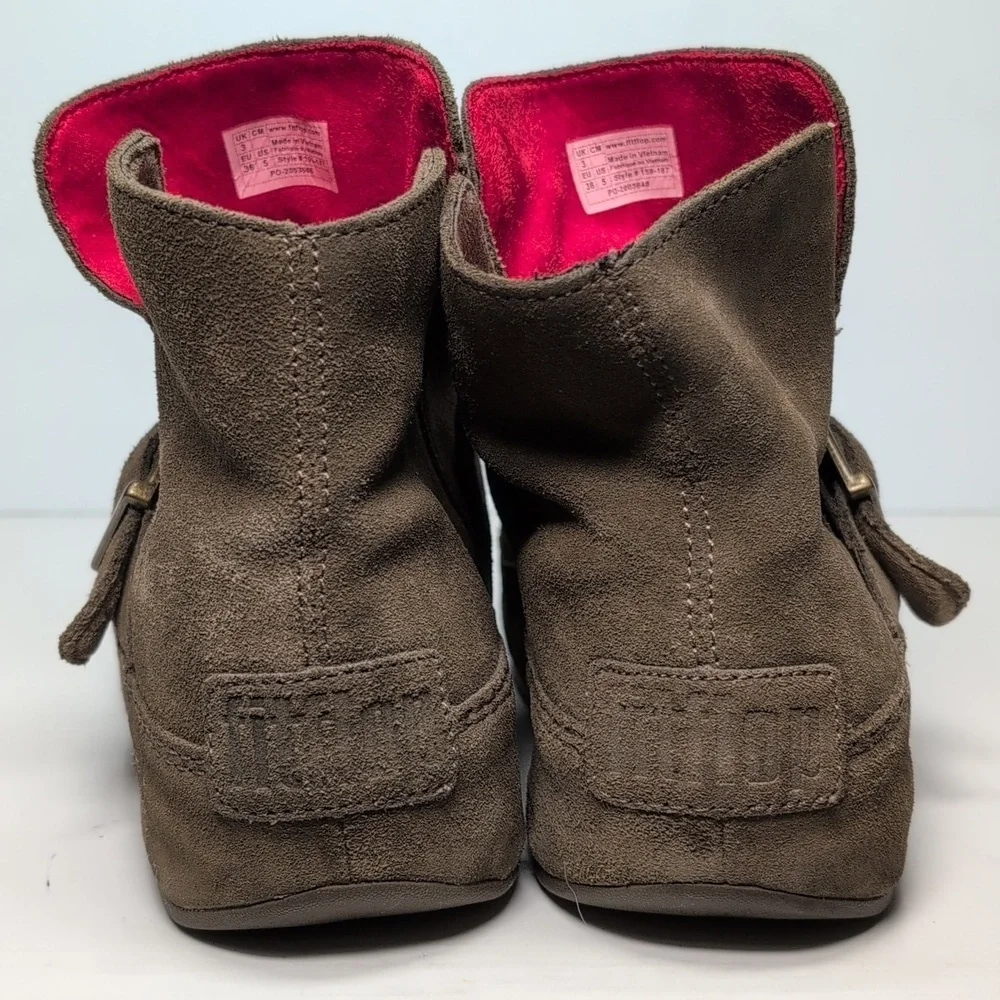 FitFlop Dash brown suede ankle boots women's size 5 EU 36